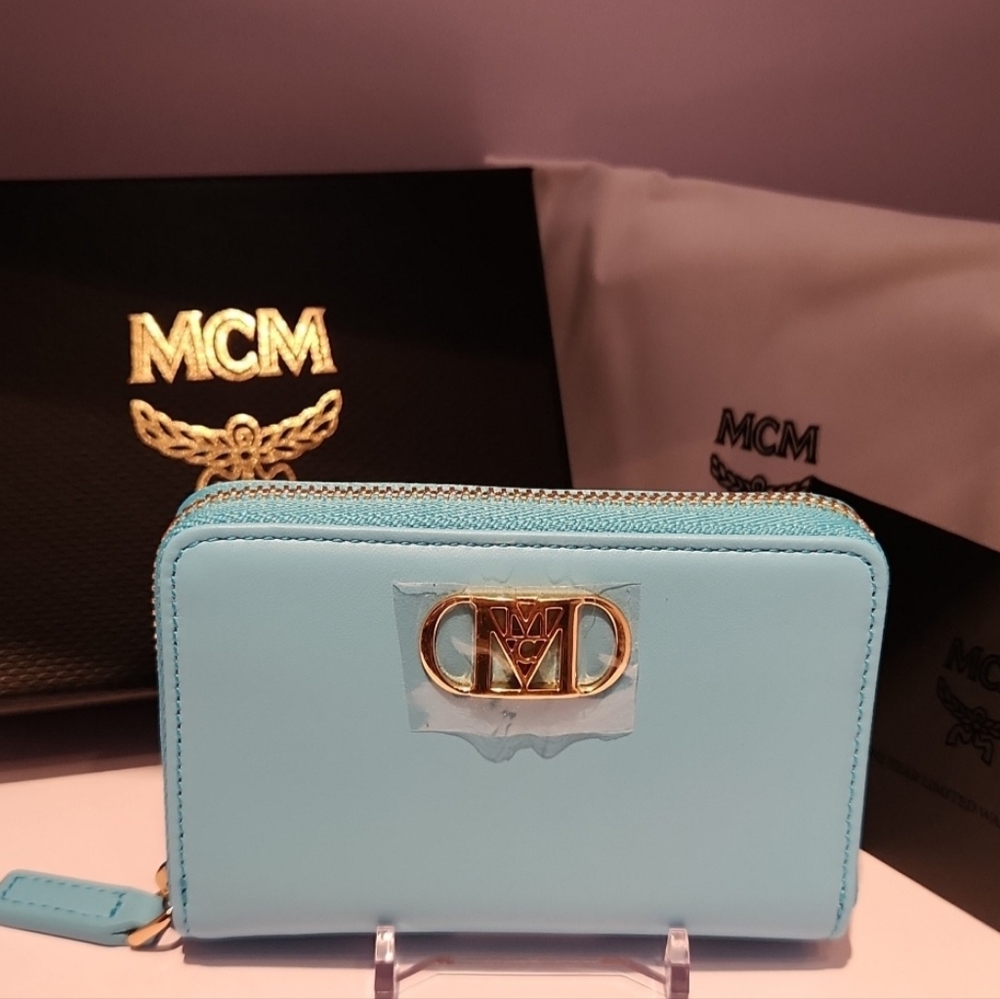 MCM -NWT Mode Travia Blue Leather Wallet